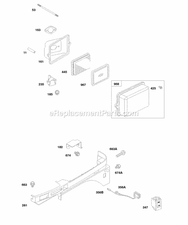Air Cleaner Control Panel Diagram and Parts List for 246437-0084-B1  Briggs and Stratton Engine